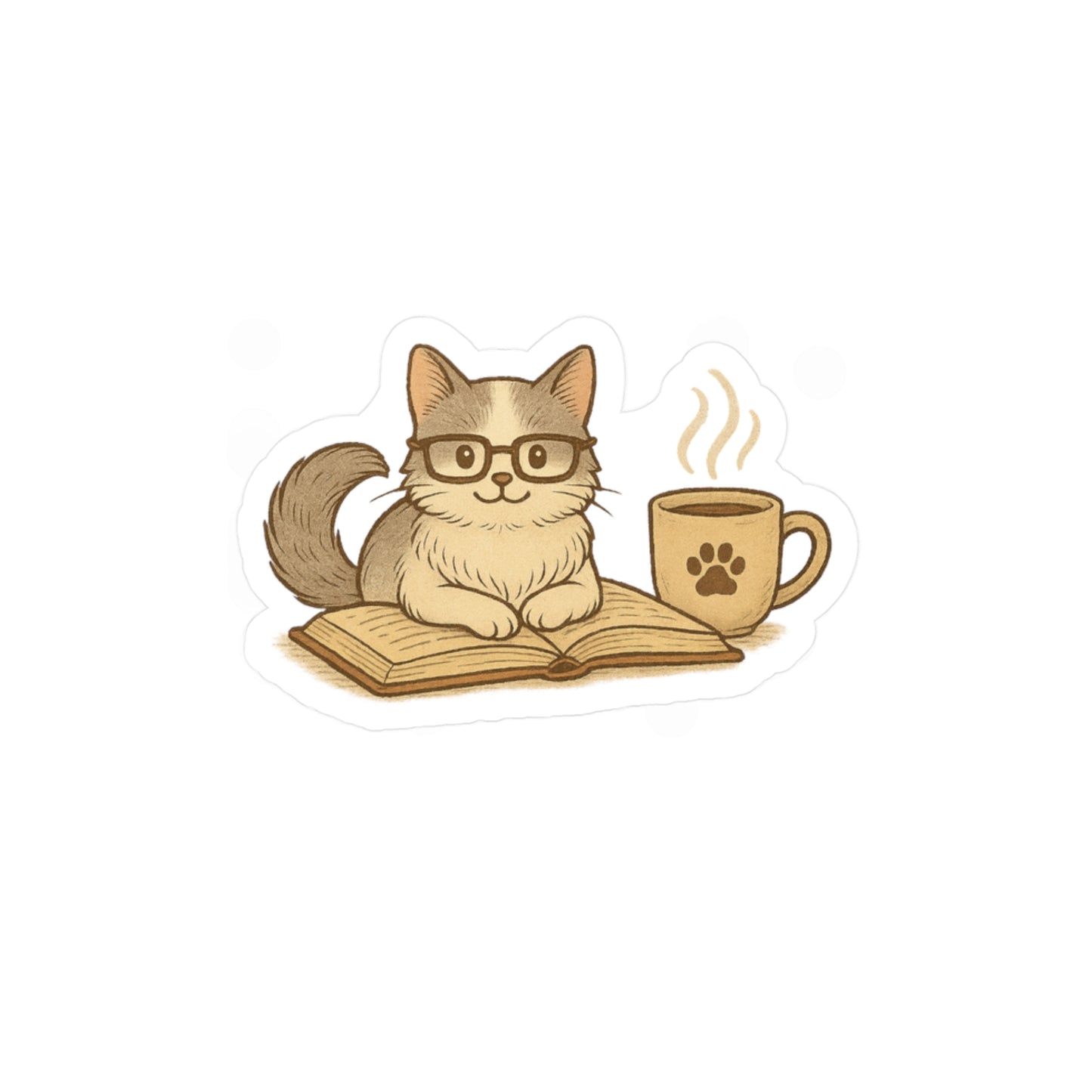 Books. Cats. Coffee. - Cat Sticker