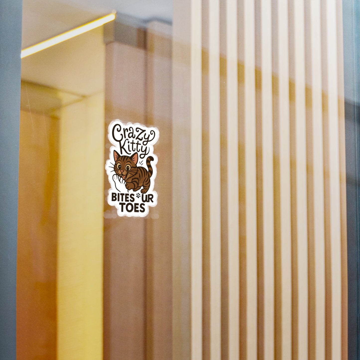 Crazy Kitty Bites Ur Toes - Cat Sticker