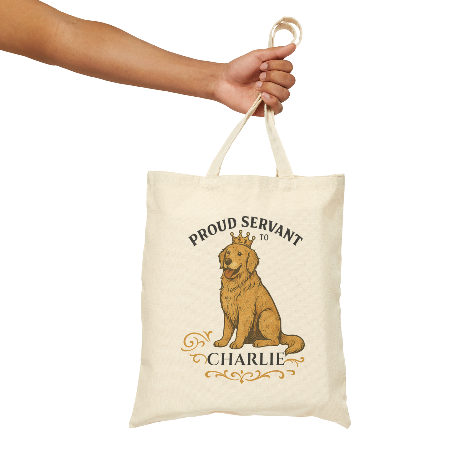 Personalized Proud Servant to the Royal Canine – Custom Dog Name Tote Bag