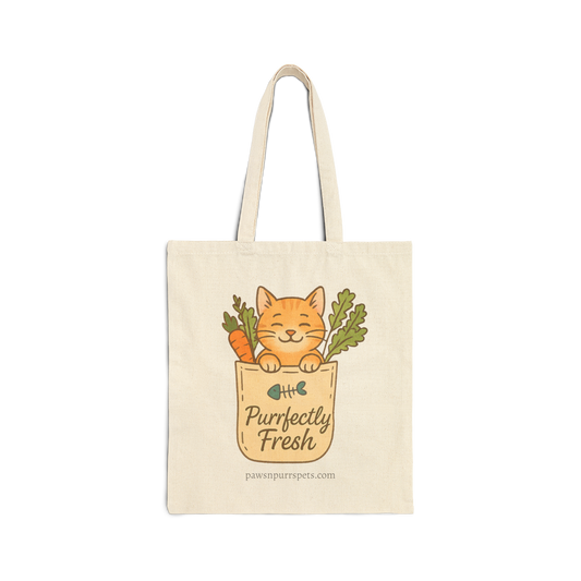Purrfectly Fresh and Cat Snax On Board Designs - Cat Canvas Tote Bag