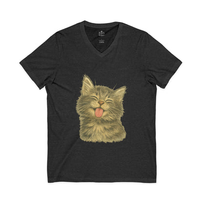 Kitty Lick - V-Neck Unisex T-Shirt