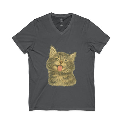 Kitty Lick - V-Neck Unisex T-Shirt