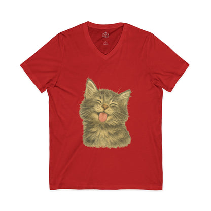 Kitty Lick - V-Neck Unisex T-Shirt