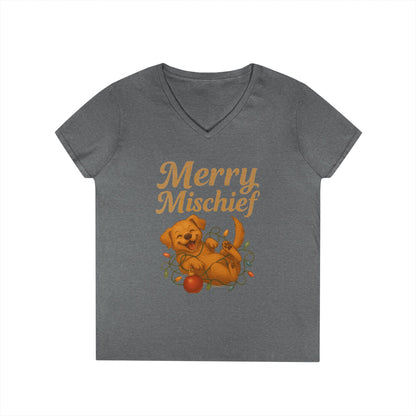 Merry Mischief Dog - Women's V-Neck T-Shirt