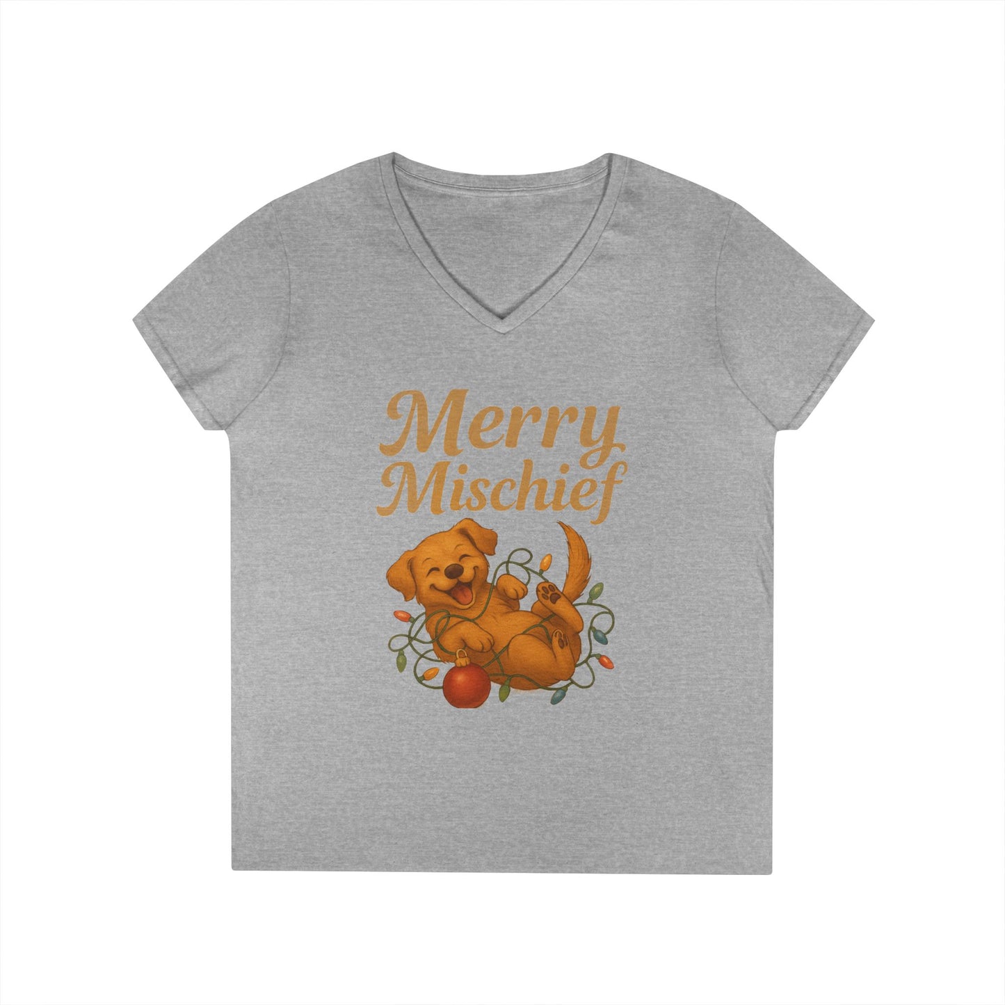 Merry Mischief Dog - Women's V-Neck T-Shirt