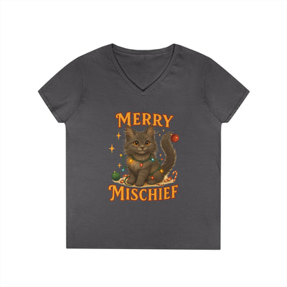 Merry Mischief Cat - Women's V-Neck T-Shirt