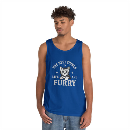 The Best Things in Life are Furry - Heavy Cotton Unisex Tank Top