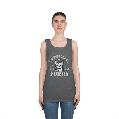 The Best Things in Life are Furry - Heavy Cotton Unisex Tank Top