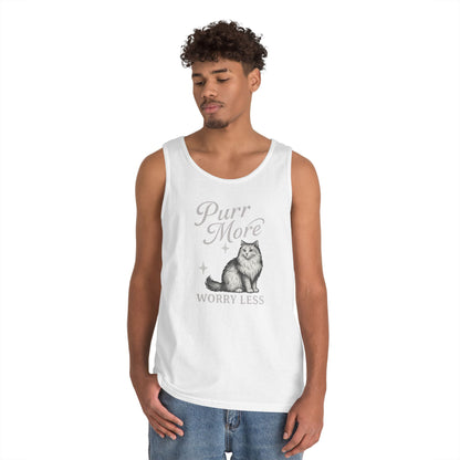 Purr More, Worry Less - Heavy Cotton Unisex Tank Top