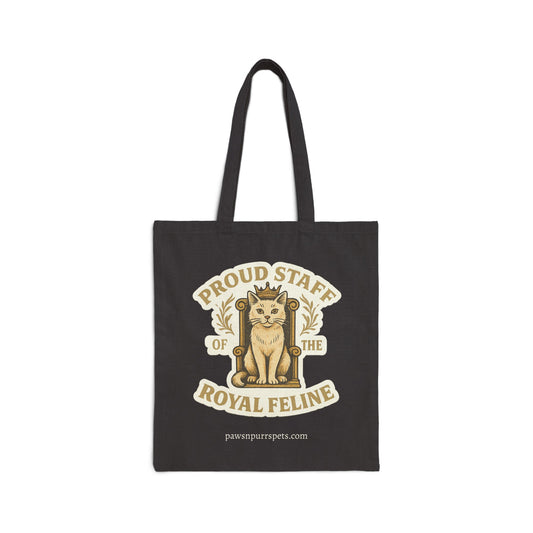 Proud Staff of the Royal Feline – Cat-Themed Cotton Canvas Tote Bag