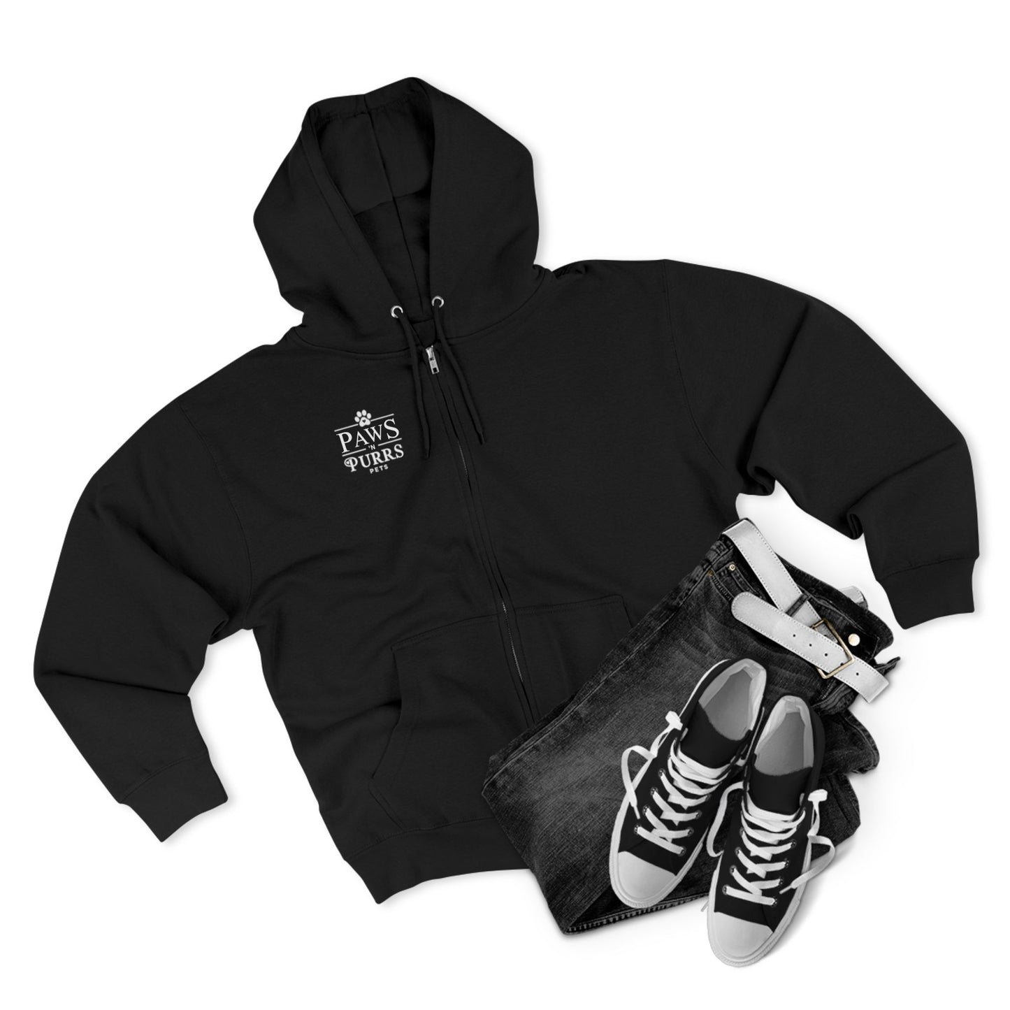 Purr More, Worry Less – Cozy Cat Lover’s Zip Hoodie