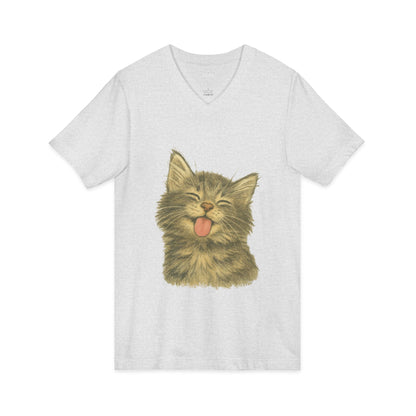 Kitty Lick - V-Neck Unisex T-Shirt