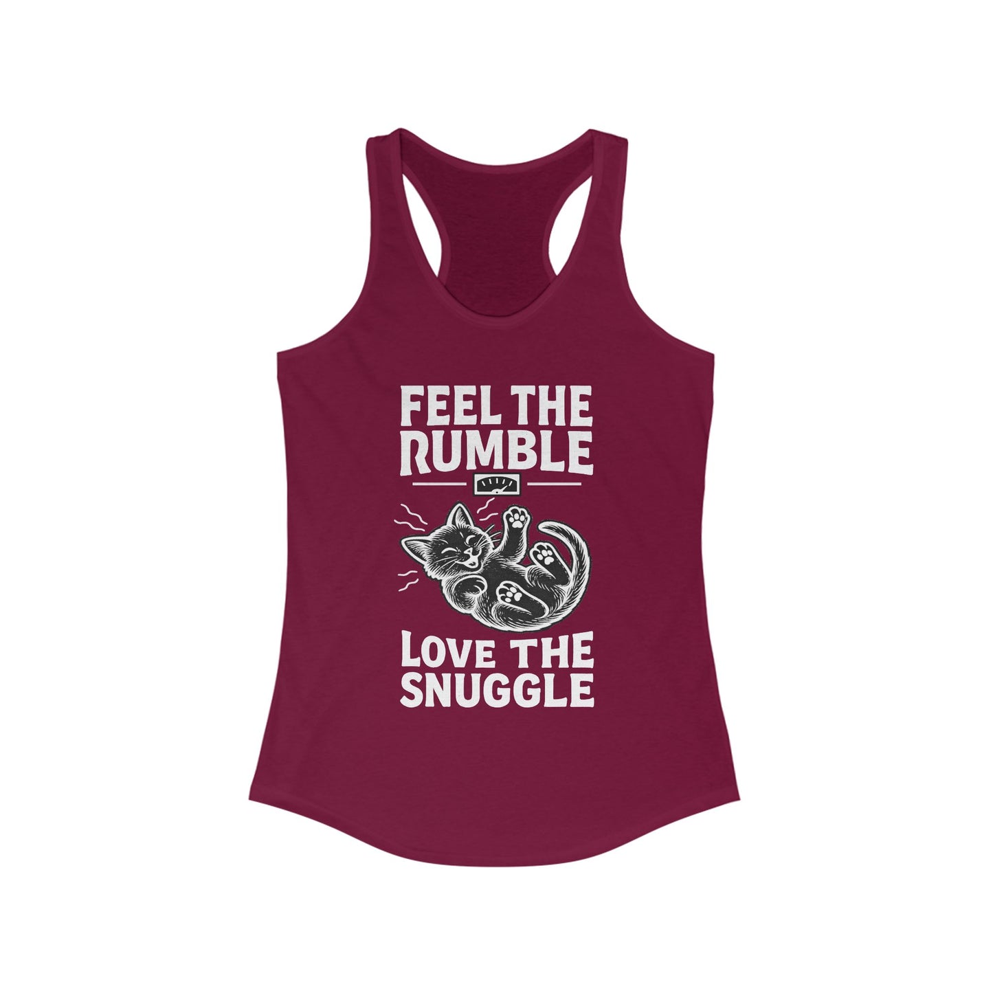 Feel the Rumble, Love the Snuggle - Women’s Racerback Cat Tank Top