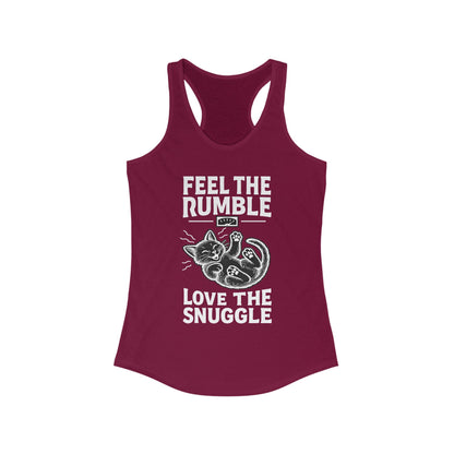 Feel the Rumble, Love the Snuggle - Women’s Racerback Cat Tank Top