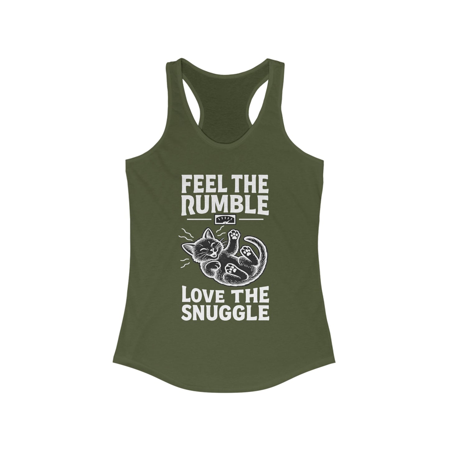 Feel the Rumble, Love the Snuggle - Women’s Racerback Cat Tank Top