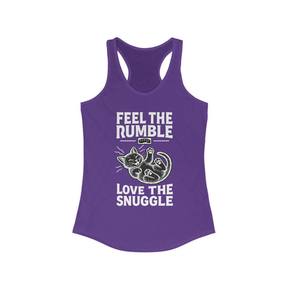 Feel the Rumble, Love the Snuggle - Women’s Racerback Cat Tank Top