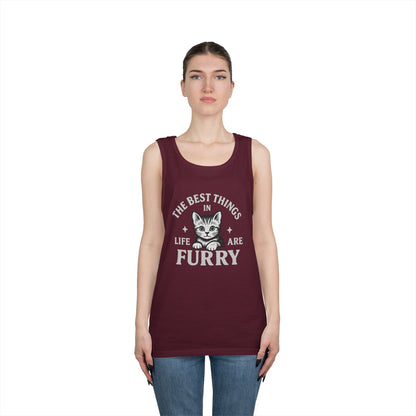 The Best Things in Life are Furry - Heavy Cotton Unisex Tank Top