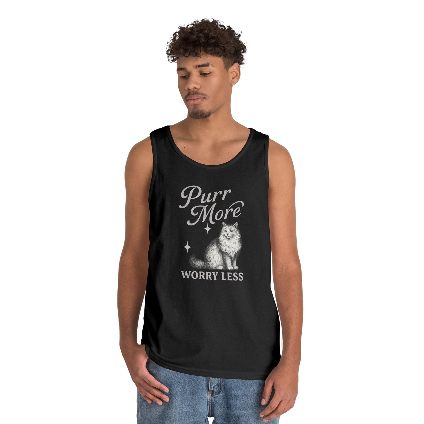 Purr More, Worry Less - Heavy Cotton Unisex Tank Top