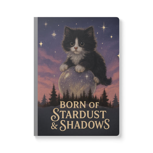 Personalized Image: Born of Stardust & Shadows - Whimsical Cat Journal