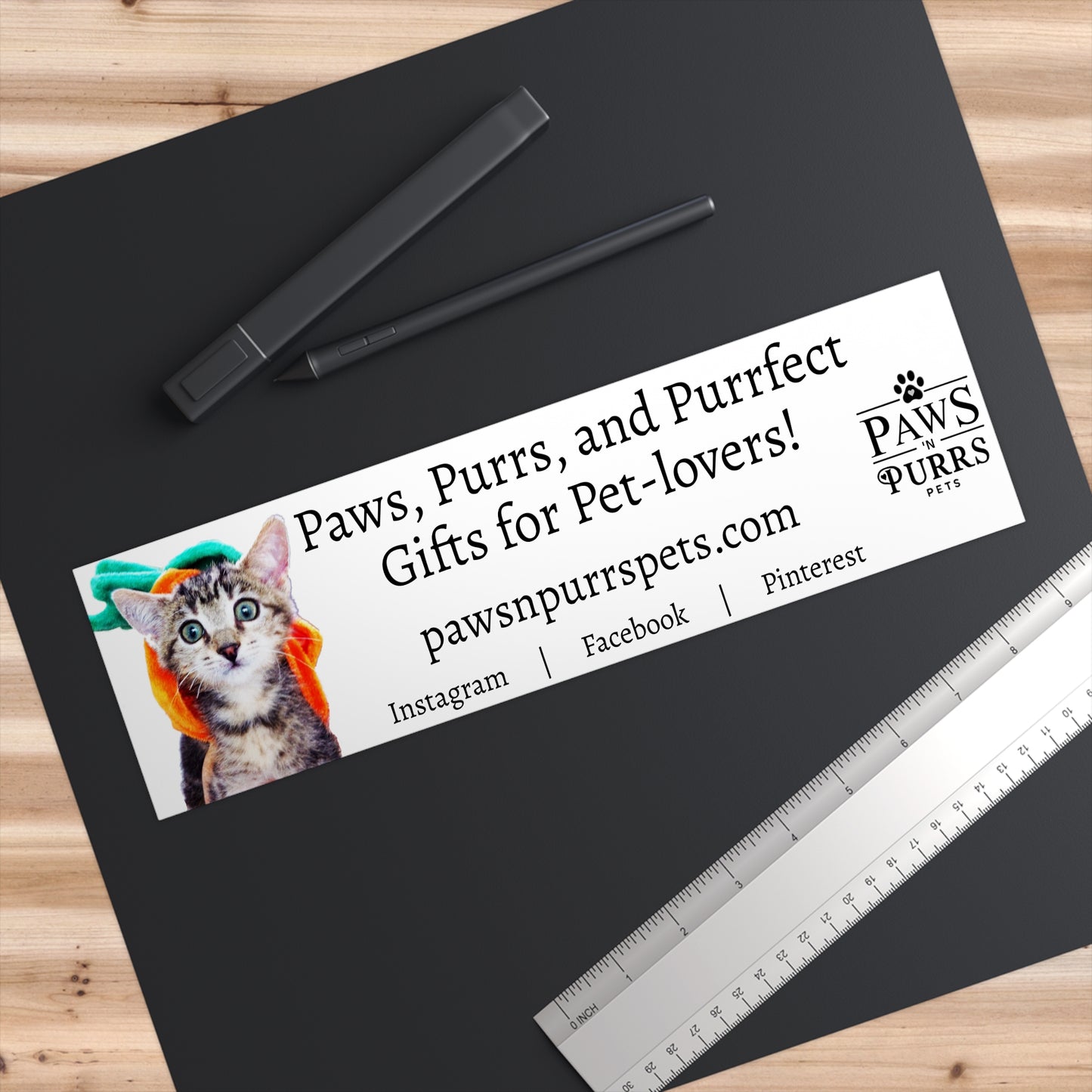 Paws N Purrs Pets Cute Cat Bumper Sticker - Paws, Purrs, and Purrfect Gifts for Pet Lovers
