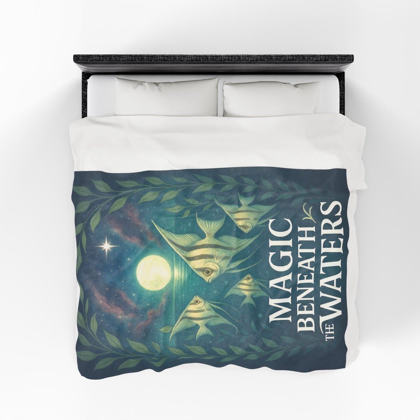 Magic Beneath the Waters - Angel Fish Velveteen Blanket