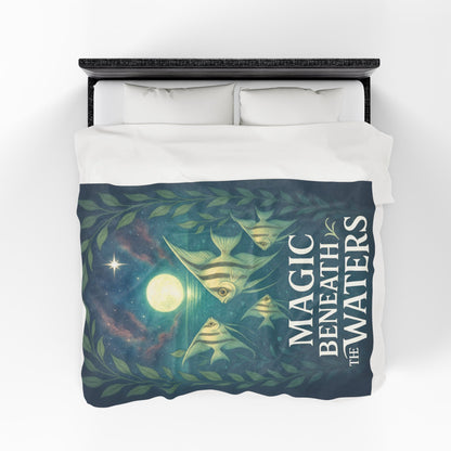 Magic Beneath the Waters - Angel Fish Velveteen Blanket
