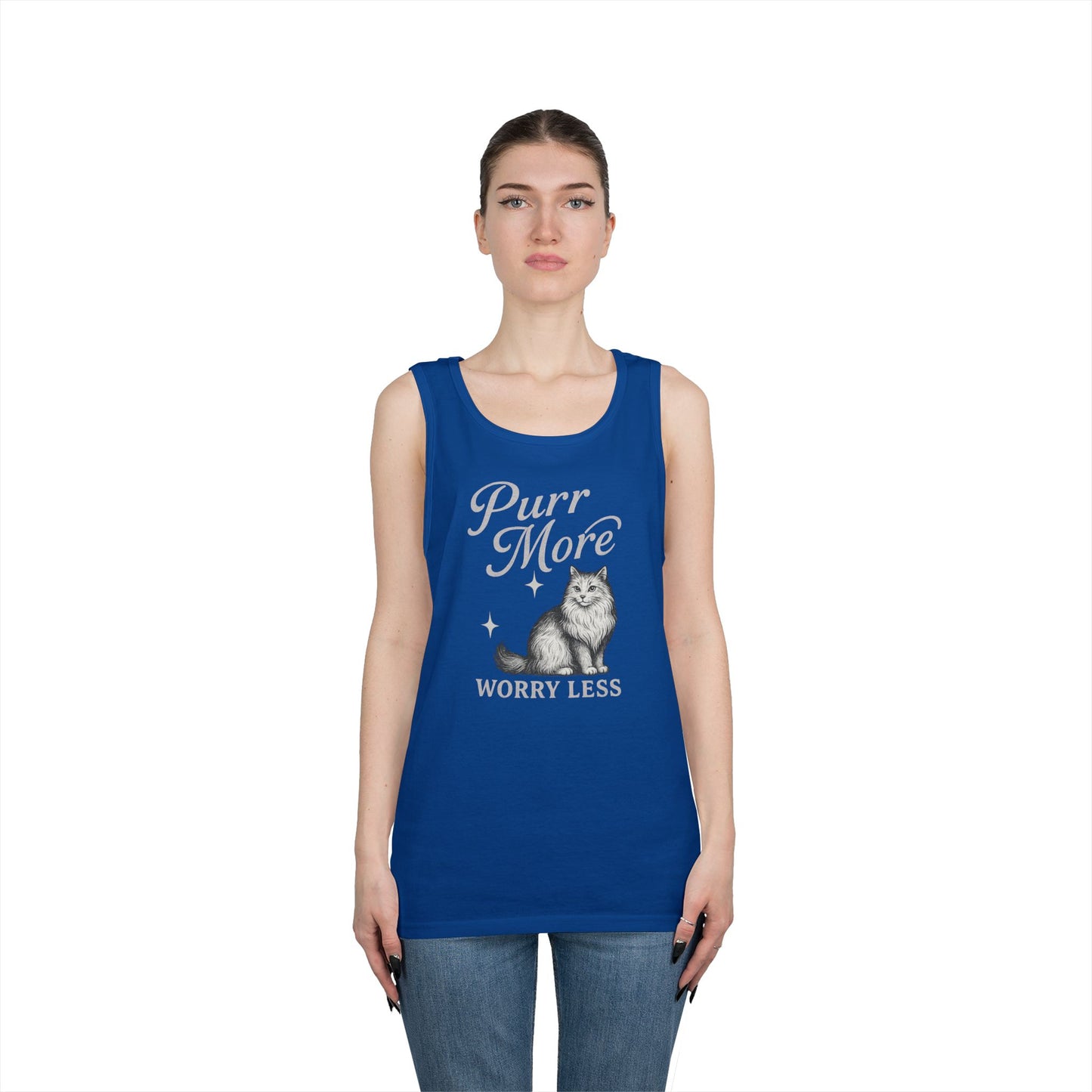 Purr More, Worry Less - Heavy Cotton Unisex Tank Top