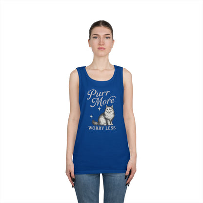 Purr More, Worry Less - Heavy Cotton Unisex Tank Top