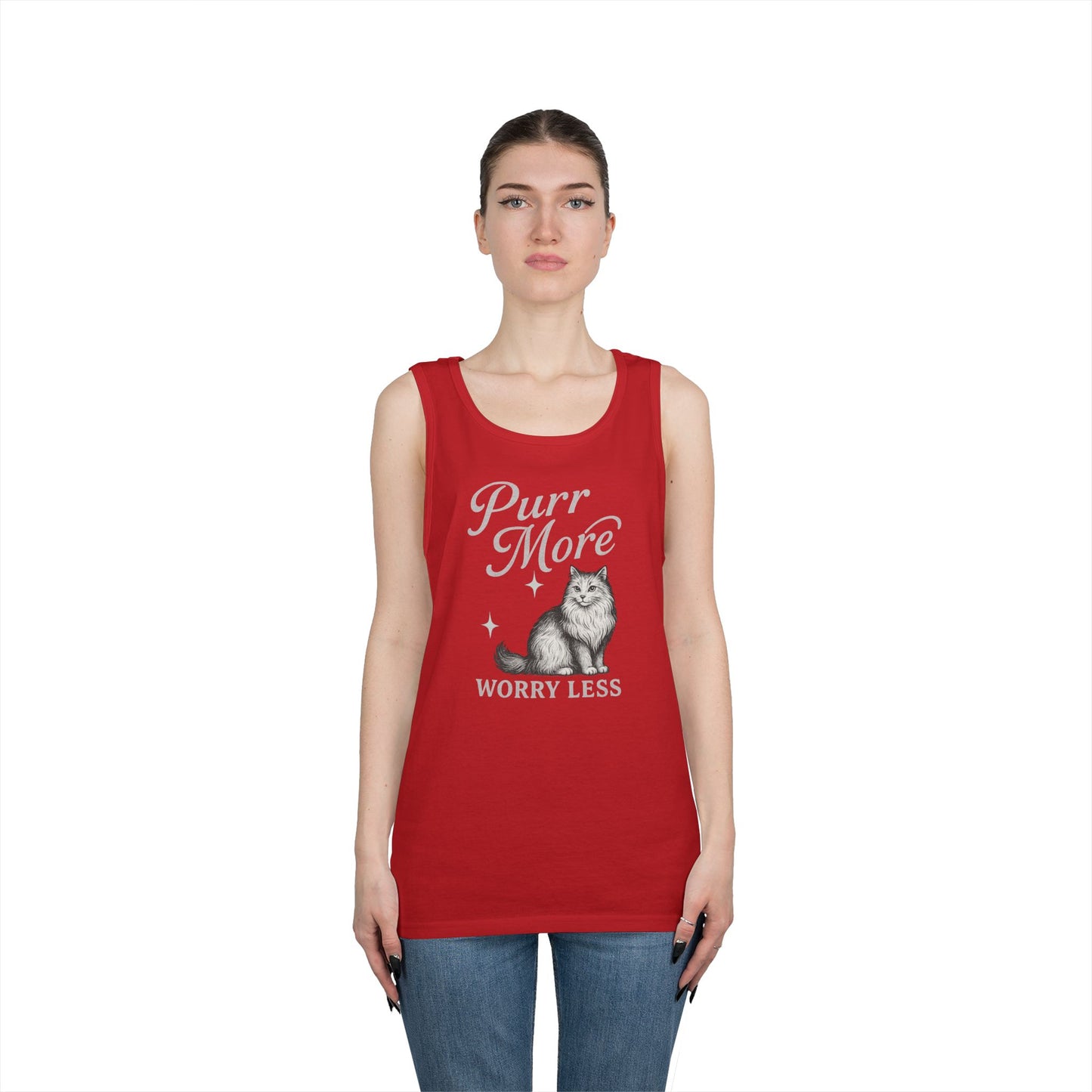 Purr More, Worry Less - Heavy Cotton Unisex Tank Top