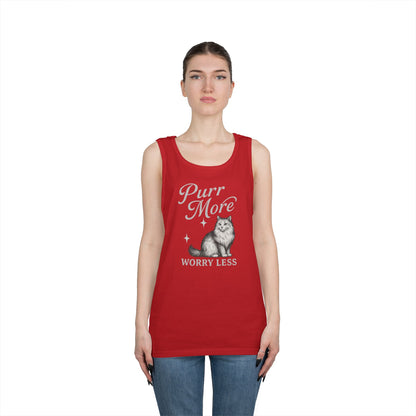 Purr More, Worry Less - Heavy Cotton Unisex Tank Top