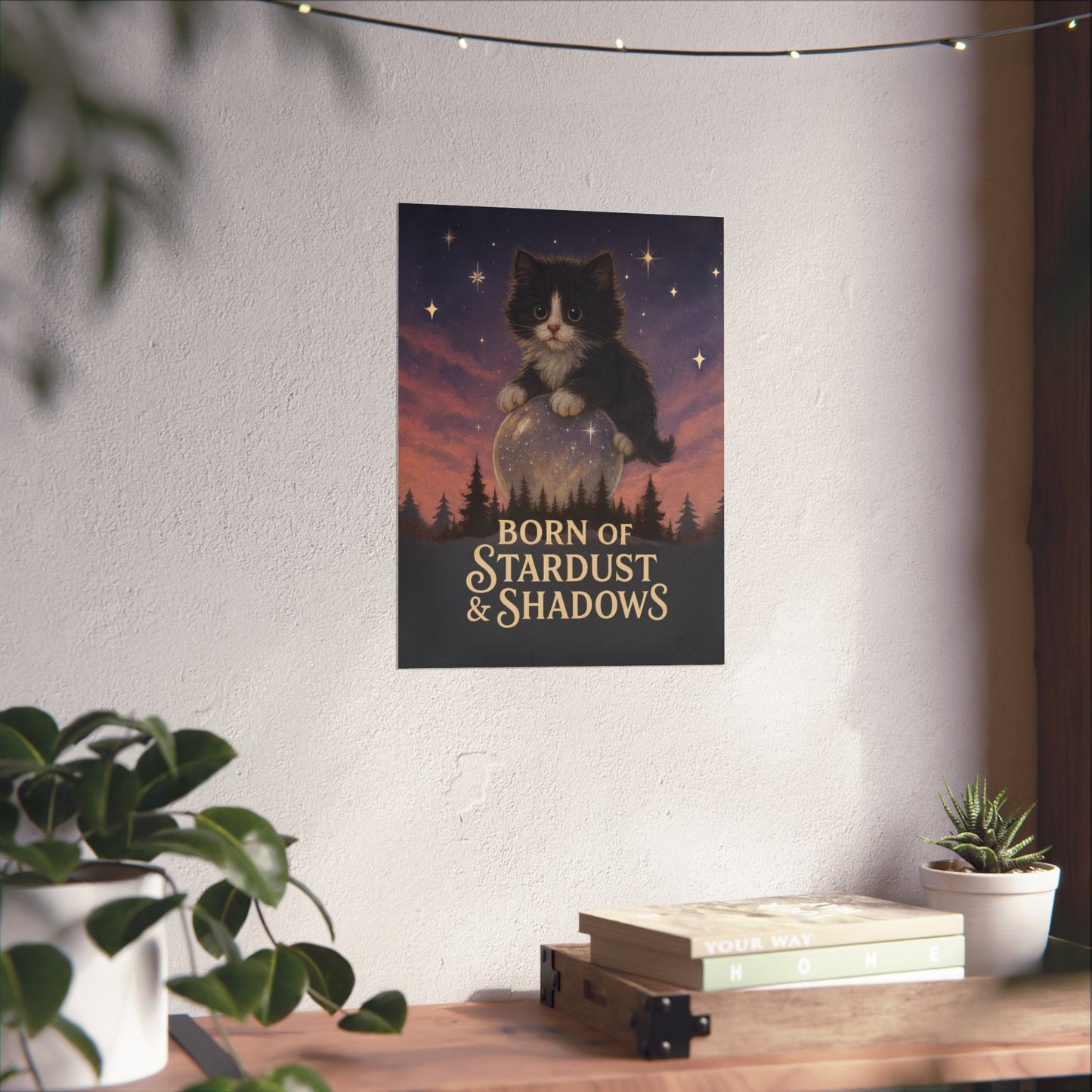 Born of Stardust & Shadows - Cat Art Poster