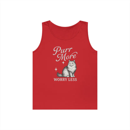 Purr More, Worry Less - Heavy Cotton Unisex Tank Top