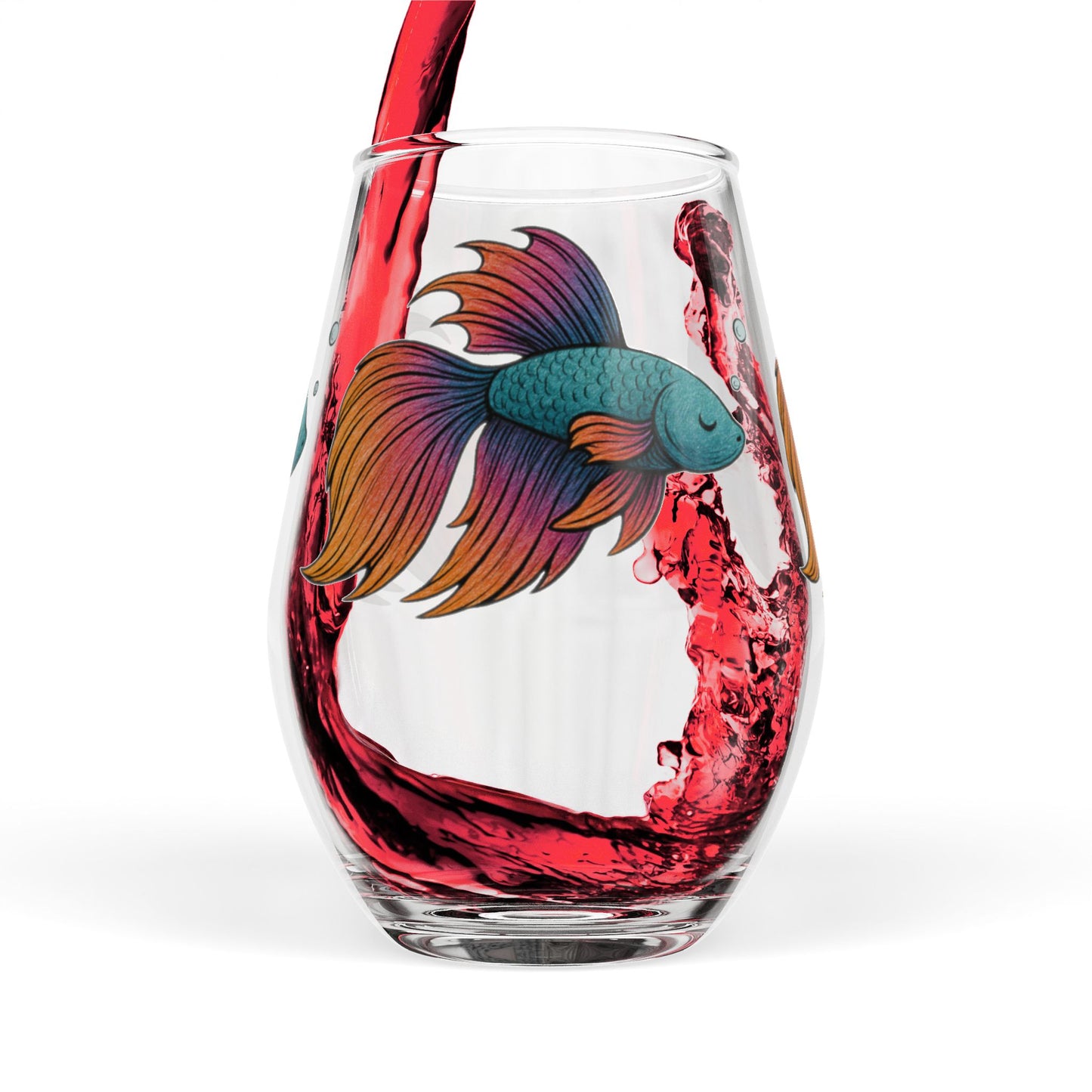 Betta Fish - Stemless Wine Glass