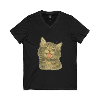 Kitty Lick - V-Neck Unisex T-Shirt