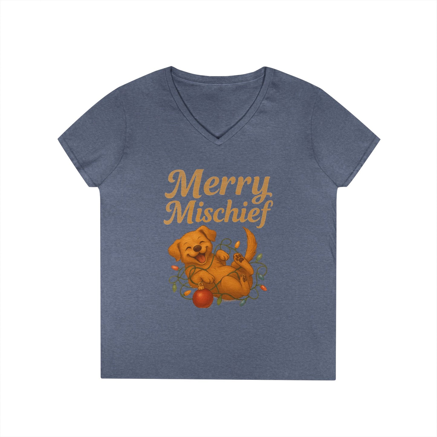 Merry Mischief Dog - Women's V-Neck T-Shirt