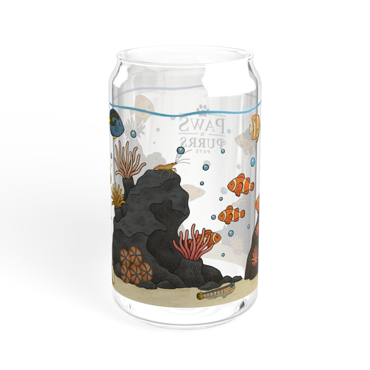 Saltwater Aquarium Fishtank – 16oz Sipper Glass with Bamboo Lid and Straw