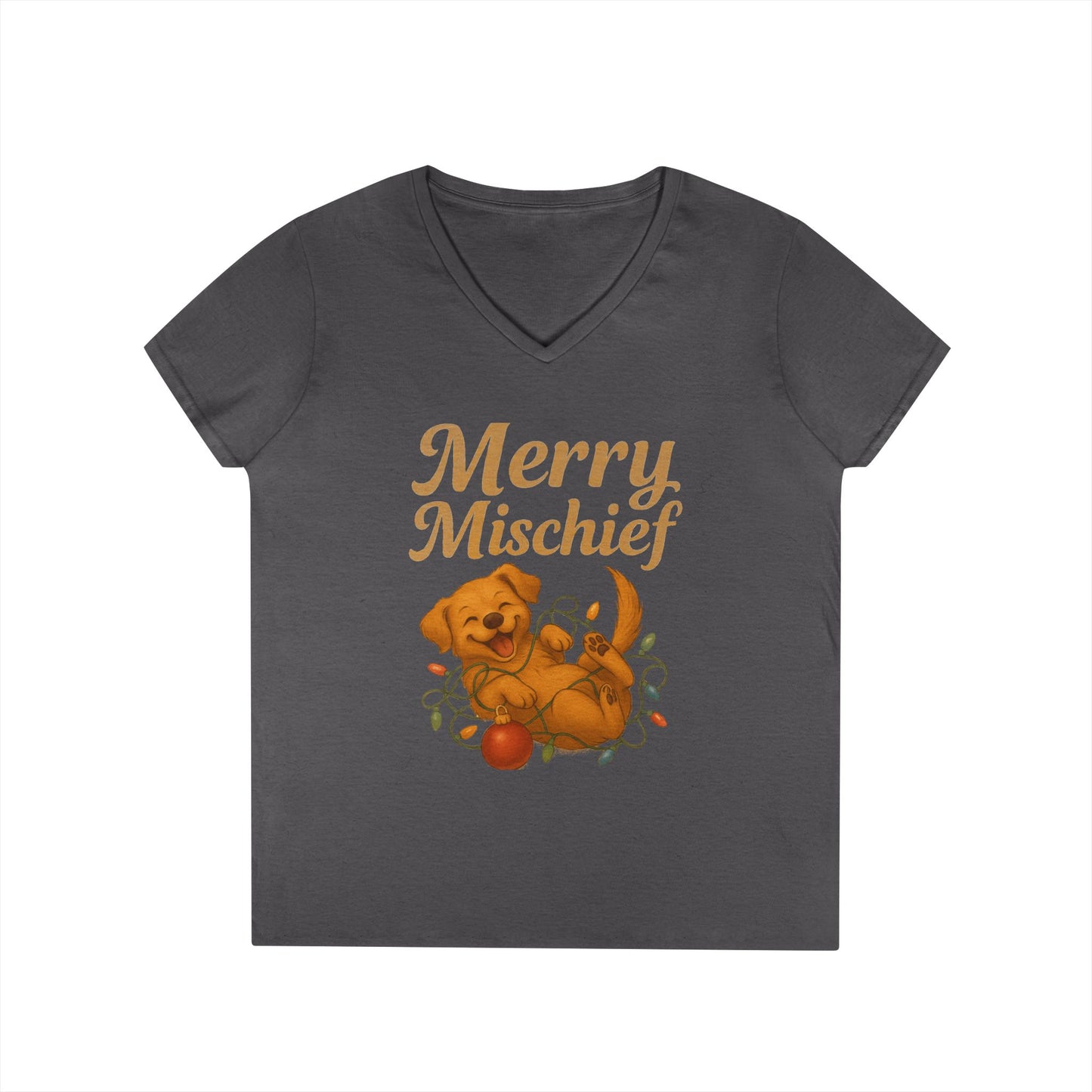Merry Mischief Dog - Women's V-Neck T-Shirt