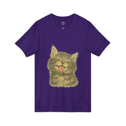 Kitty Lick - V-Neck Unisex T-Shirt