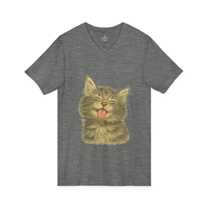 Kitty Lick - V-Neck Unisex T-Shirt