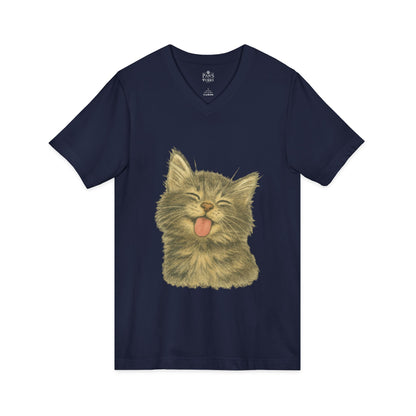 Kitty Lick - V-Neck Unisex T-Shirt