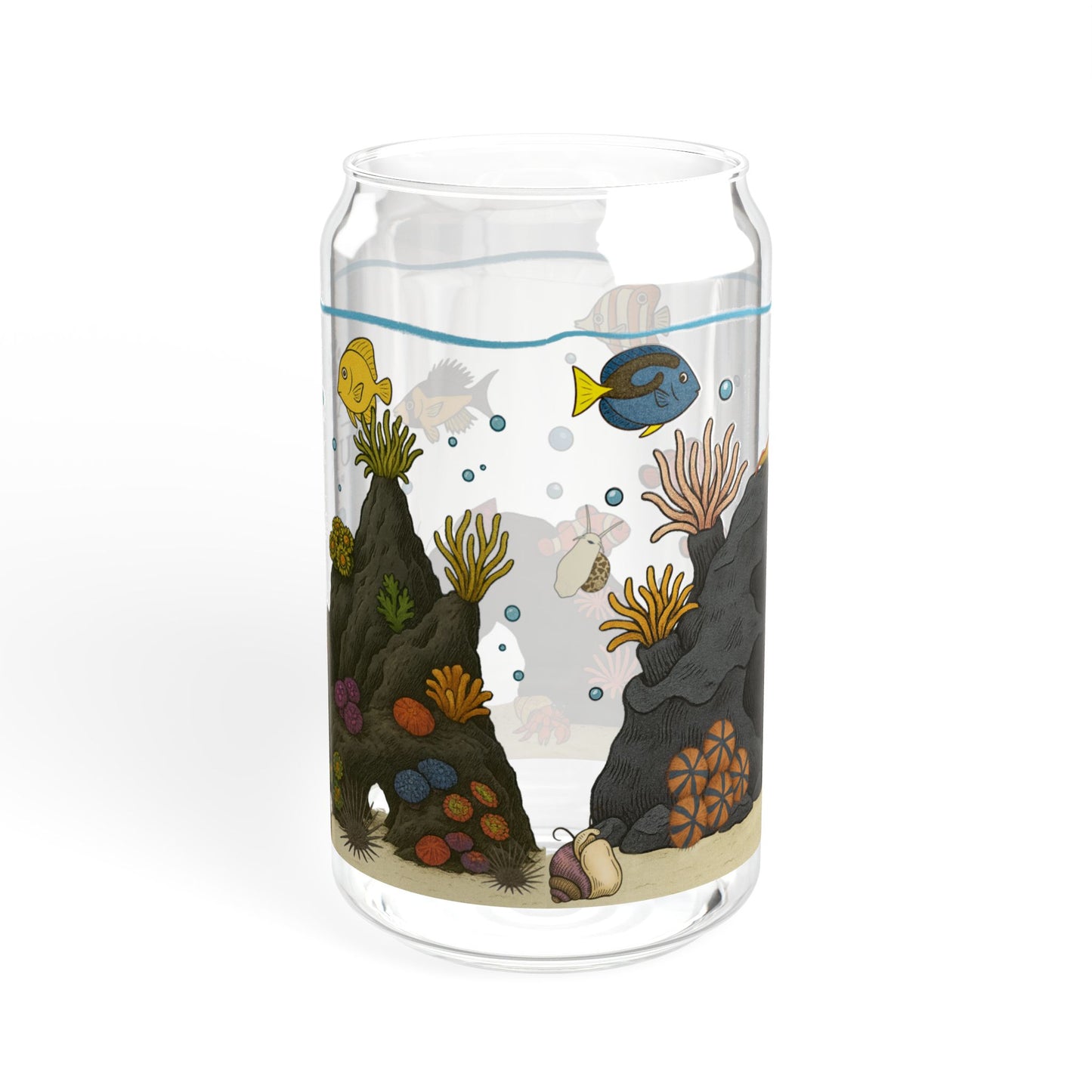 Saltwater Aquarium Fishtank – 16oz Sipper Glass with Bamboo Lid and Straw