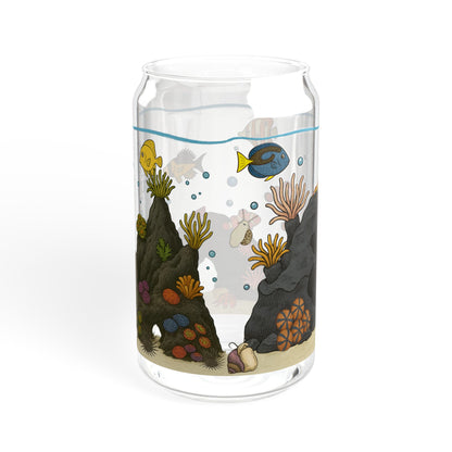 Saltwater Aquarium Fishtank – 16oz Sipper Glass with Bamboo Lid and Straw