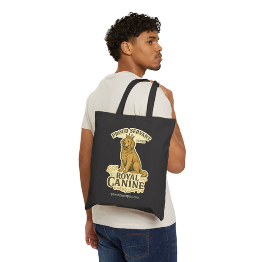 Proud Servant to the Royal Canine – Dog-Themed Cotton Canvas Tote Bag