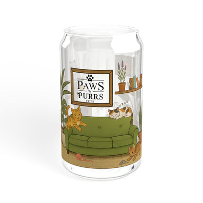 Cat House Zoomies – 16oz Sipper Glass with Bamboo Lid and Straw