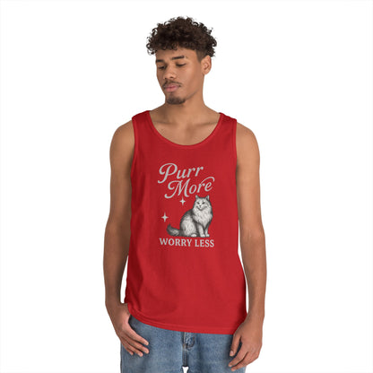 Purr More, Worry Less - Heavy Cotton Unisex Tank Top