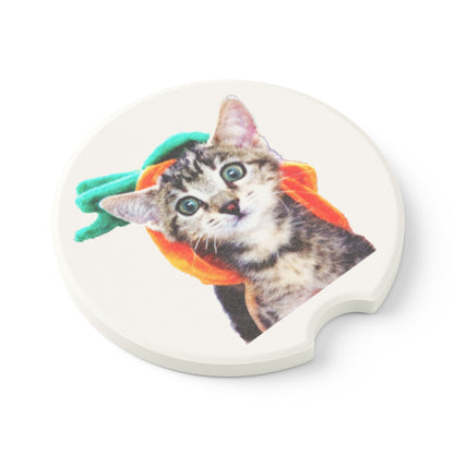 Pumpkin Head Kitten – Soapstone Car Coaster