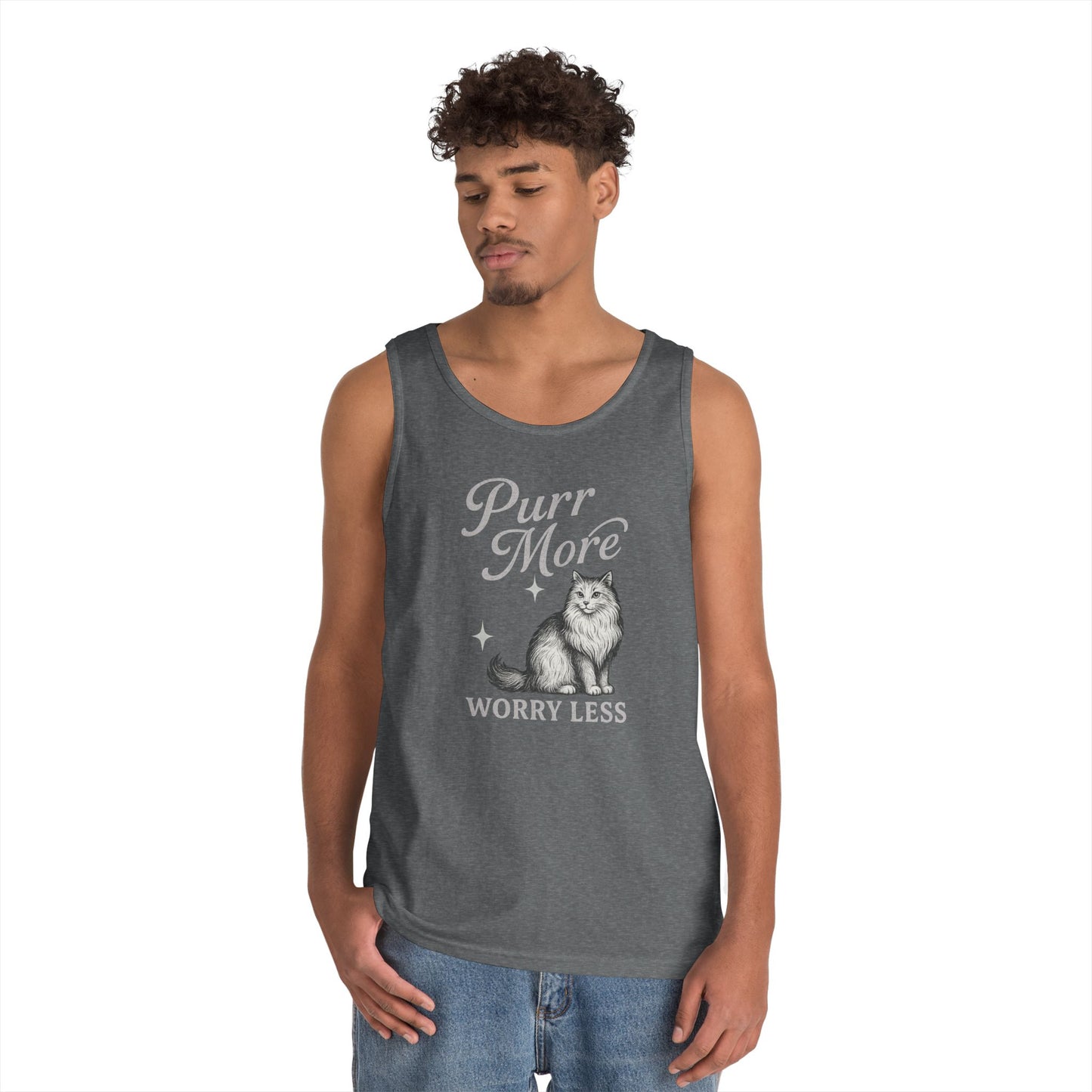 Purr More, Worry Less - Heavy Cotton Unisex Tank Top