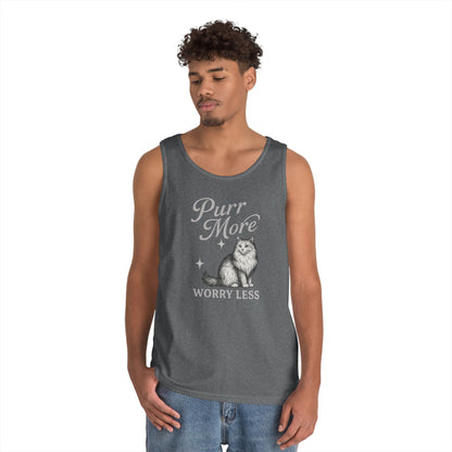 Purr More, Worry Less - Heavy Cotton Unisex Tank Top