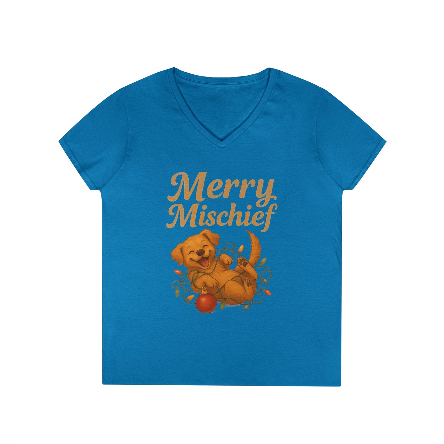 Merry Mischief Dog - Women's V-Neck T-Shirt