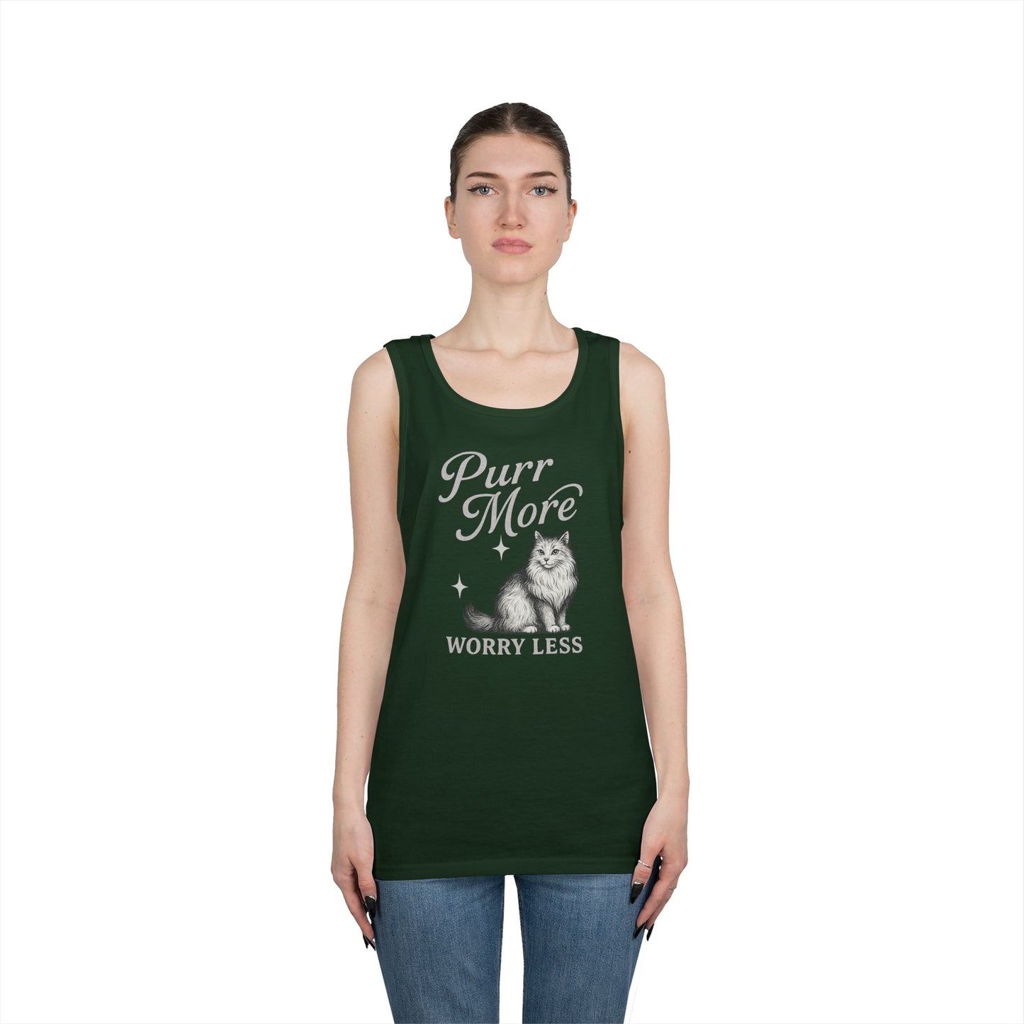 Purr More, Worry Less - Heavy Cotton Unisex Tank Top